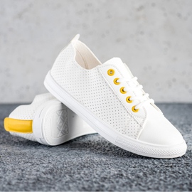 SHELOVET Sneakers Traforate Con Ecopelle bianca 1