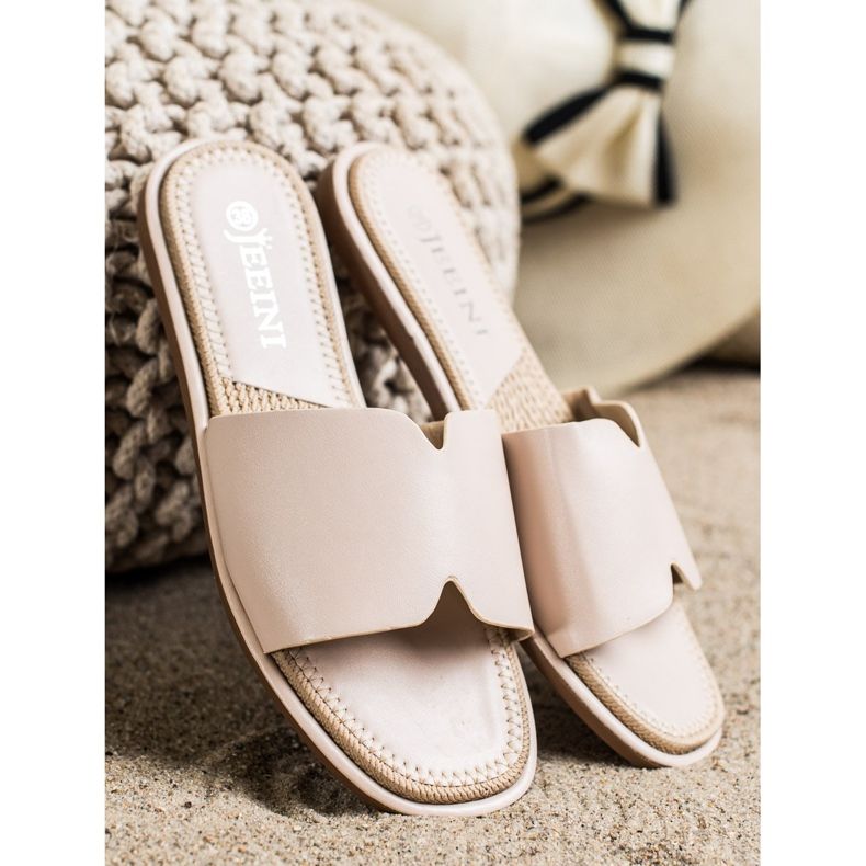 SHELOVET Eleganti pantofole in ecopelle beige 1