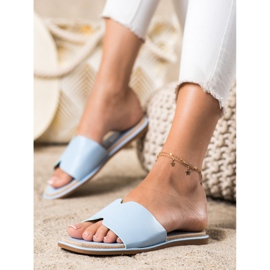 SHELOVET Eleganti pantofole in ecopelle blu 1