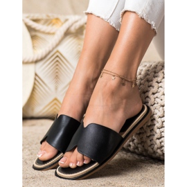 SHELOVET Eleganti pantofole in ecopelle nero 2