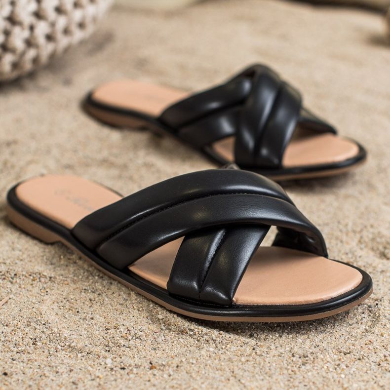 Renda Pantofole in ecopelle alla moda nero 2