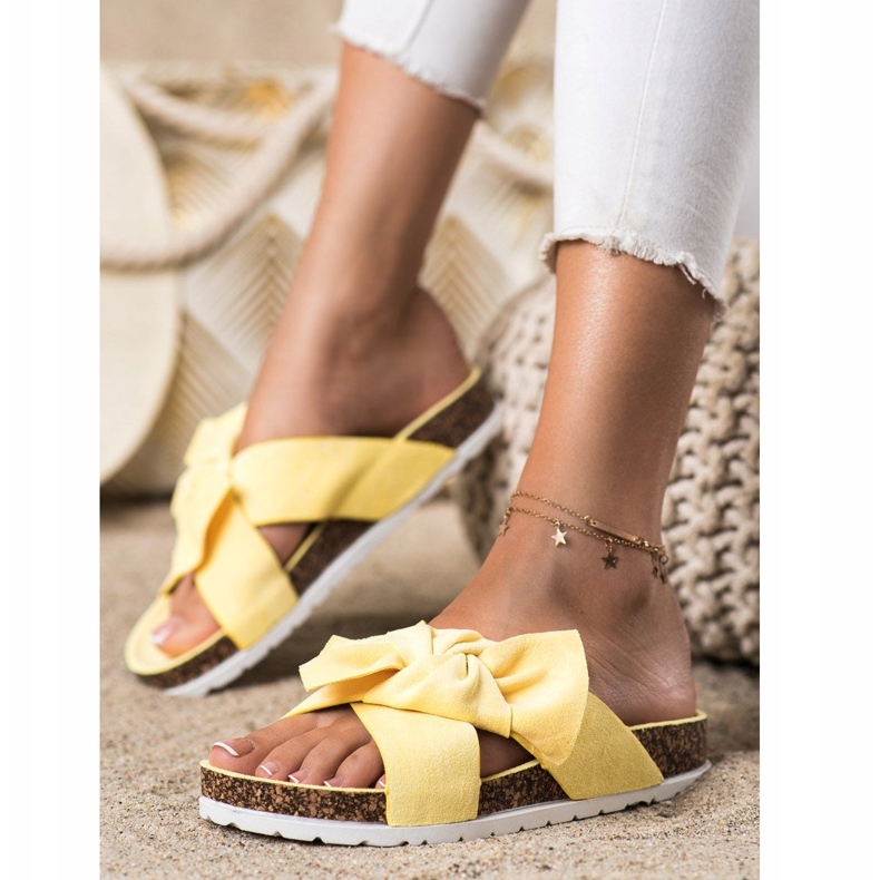 Ideal Shoes Pantofole alla moda giallo 1