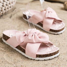 Ideal Shoes Pantofole alla moda rosa 1