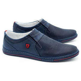 Polbut Scarpe da uomo in pelle 362, traforate, blu navy 1