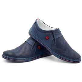 Polbut Scarpe da uomo in pelle 362, traforate, blu navy 3