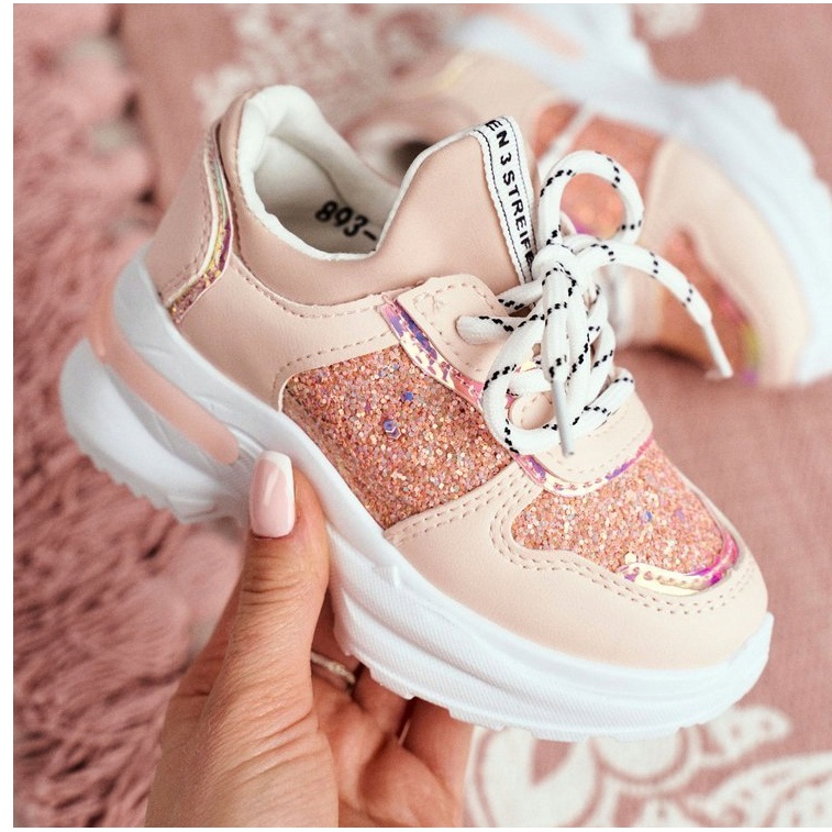 FRROCK Scarpe Sportive per Bambini con Glitter Rosa Matylda 4