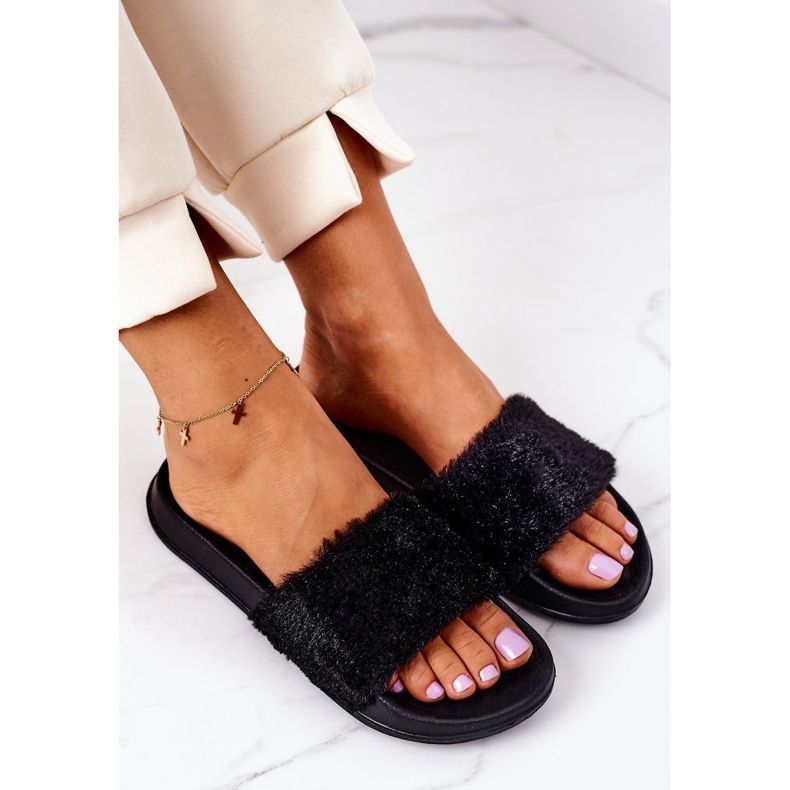 PE1 Pantofole In Gomma Con Pelliccia Nero Smeriglio 1