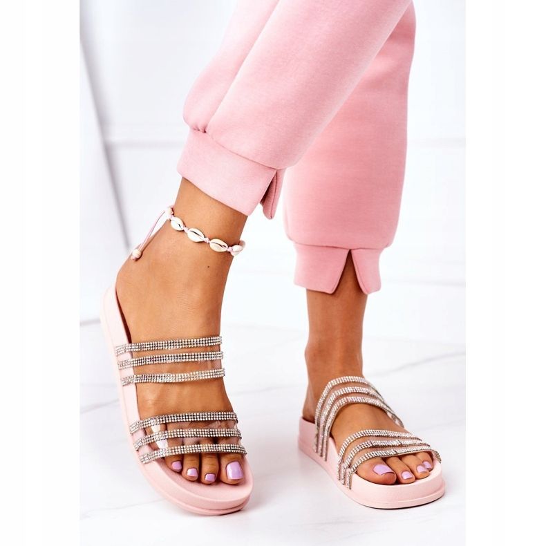 PS1 Ciabatte In Gomma Con Cubic Zirconia Rosa Miss You 2
