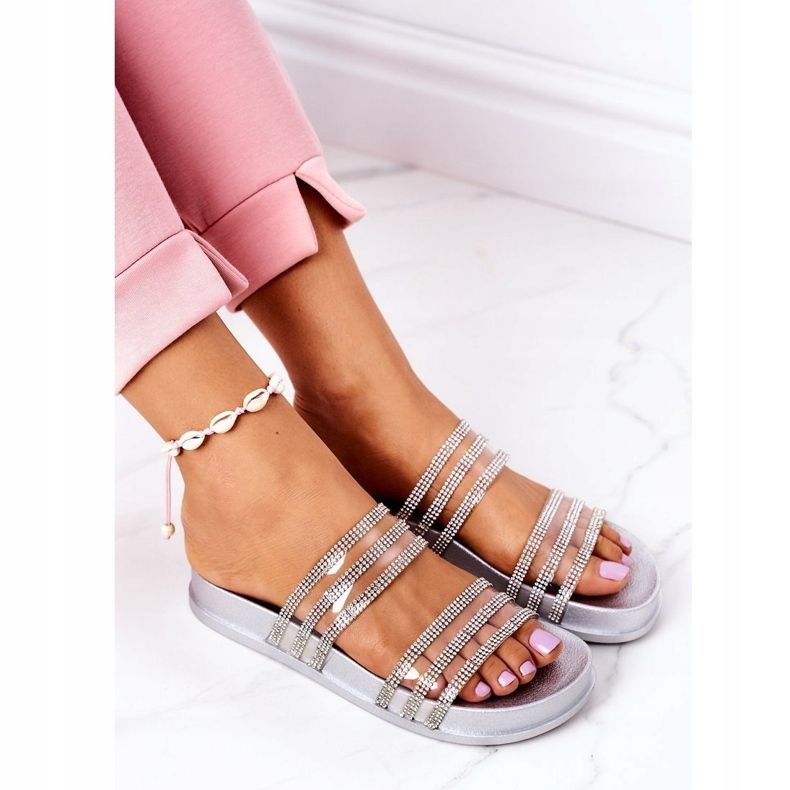 PS1 Ciabatte In Gomma Con Cubic Zirconia Argento Miss You d'argento 1