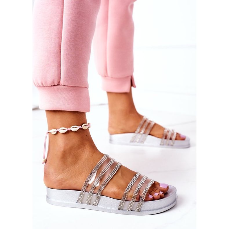 PS1 Ciabatte In Gomma Con Cubic Zirconia Argento Miss You d'argento 2