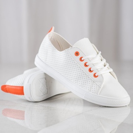 SHELOVET Sneakers Traforate Con Ecopelle bianca 1