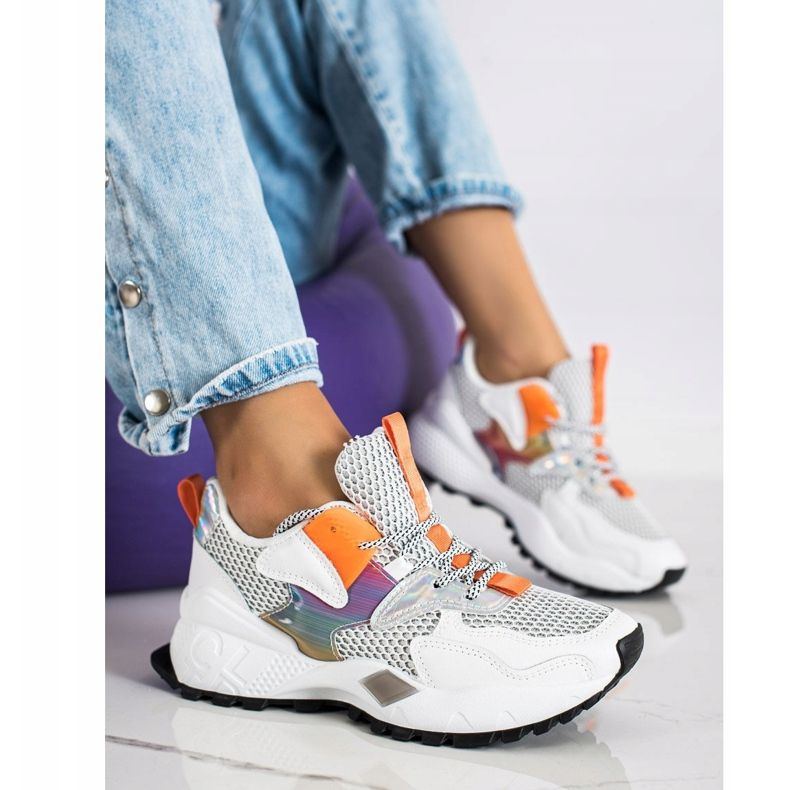 SHELOVET Sneakers alla moda con rete bianco multicolore 2