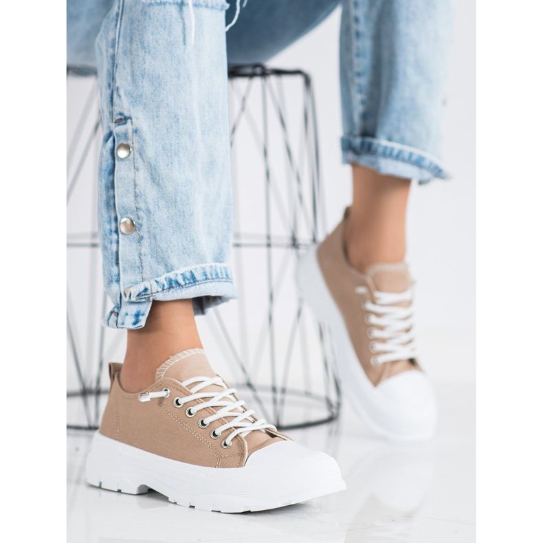 Sabatina Sneakers alla moda sulla piattaforma marrone 2