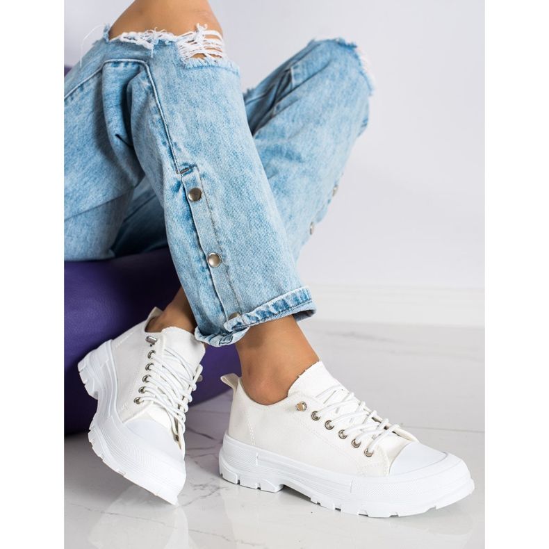 Sabatina Sneakers alla moda sulla piattaforma beige 1