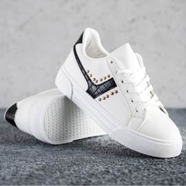 SHELOVET Scarpe allacciate con inserto nero bianca 1