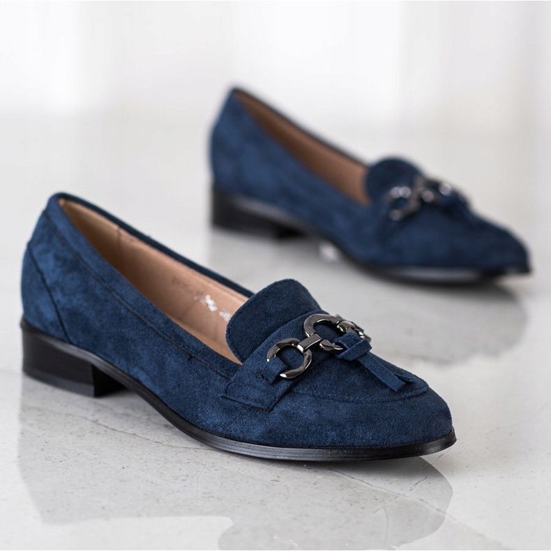 VINCEZA mocassini con tacco piatto blu navy blu 1