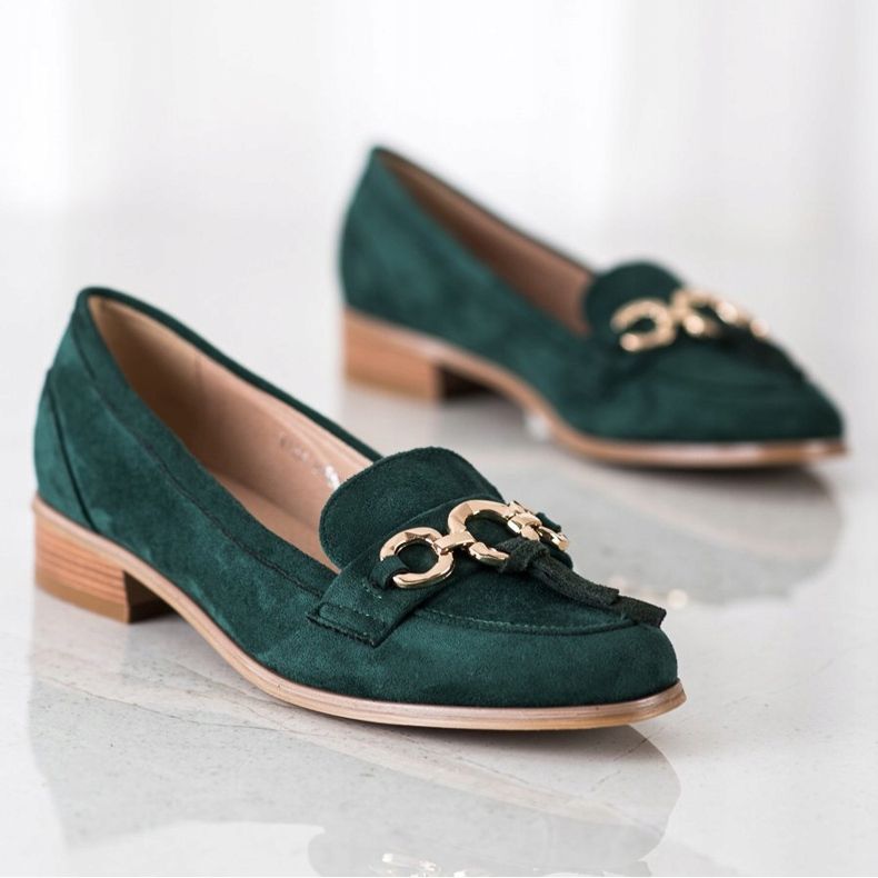 VINCEZA mocassini con tacco piatto verde 1