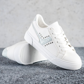 SHELOVET Scarpe allacciate con inserto blu bianco 1