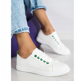 SHELOVET Sneakers Traforate Con Ecopelle bianco 2