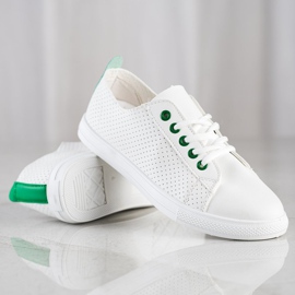 SHELOVET Sneakers Traforate Con Ecopelle bianca 1