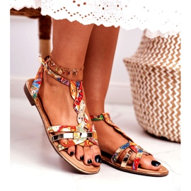 PS1 Sandali Donna Eleganti Arancioni Orientali Brooke arancia multicolore d'oro 1