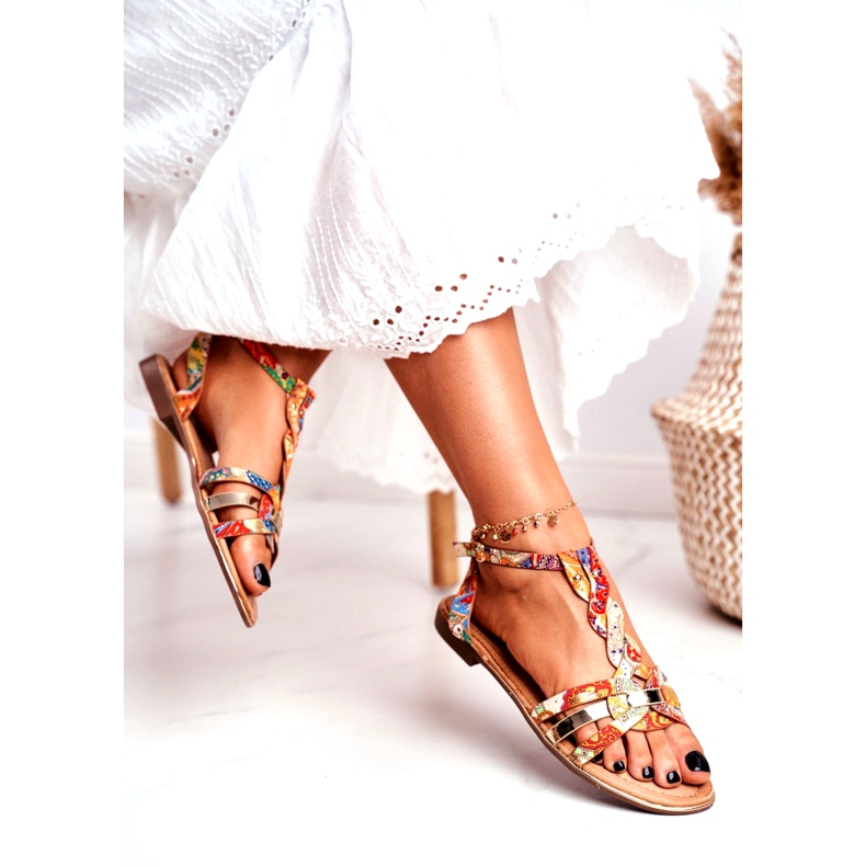 PS1 Sandali Donna Eleganti Arancioni Orientali Brooke arancia multicolore d'oro 4