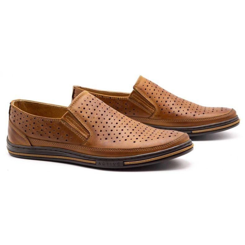 Polbut Scarpe traforate da uomo 2107P cammello marrone 2