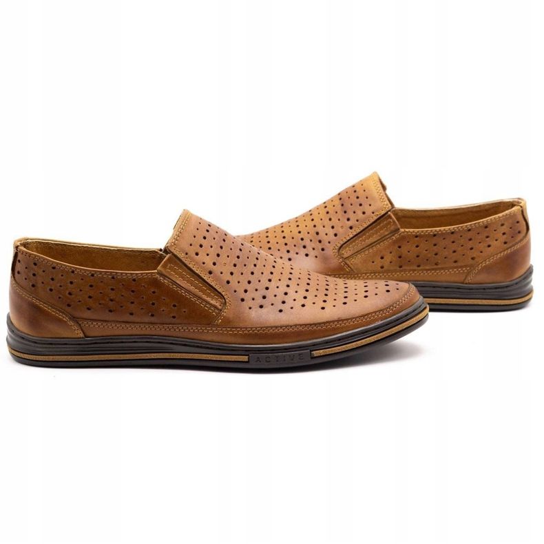 Polbut Scarpe traforate da uomo 2107P cammello marrone 5