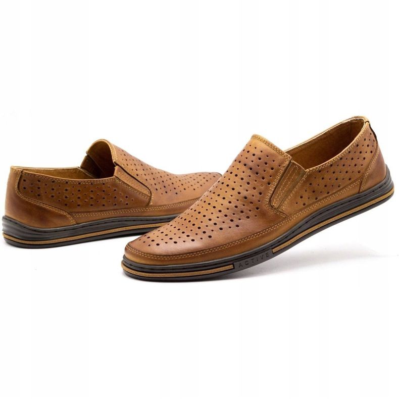 Polbut Scarpe traforate da uomo 2107P cammello marrone 6
