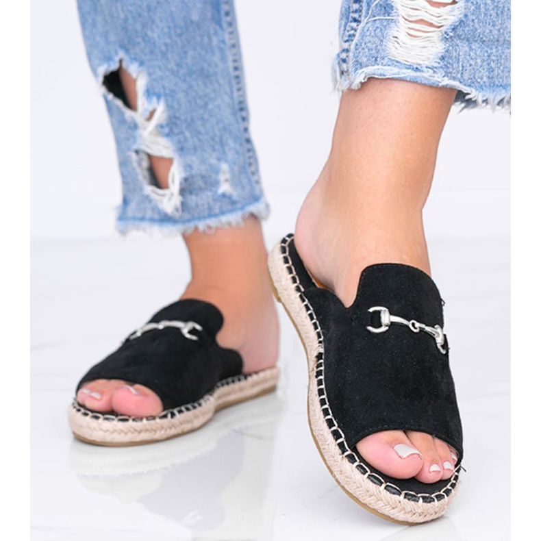 Pantofole nere con fibbia Roseau nero 1