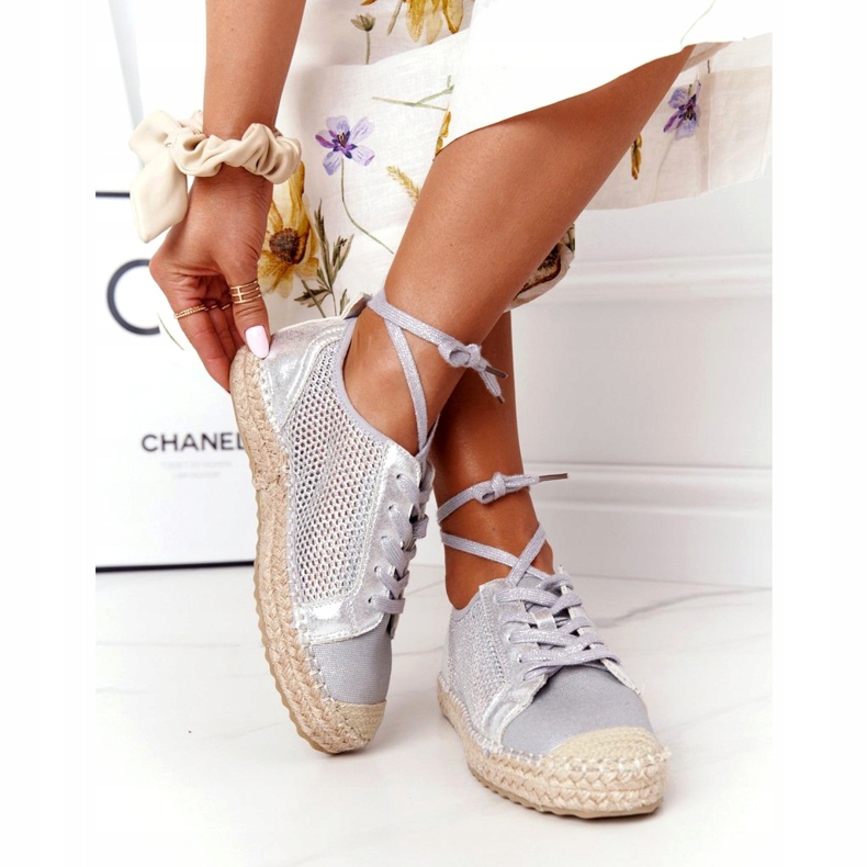 S.Barski Espadrillas Allacciate Traforate S. Barski L17704 Argento d'argento 3