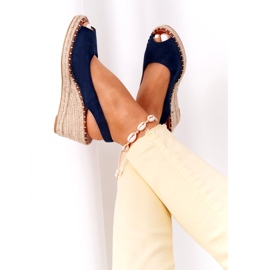 PG1 Sandali con zeppa Las Palomas con trecce blu navy 1