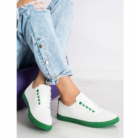 SHELOVET Sneakers traforate sulla piattaforma verde bianco 2