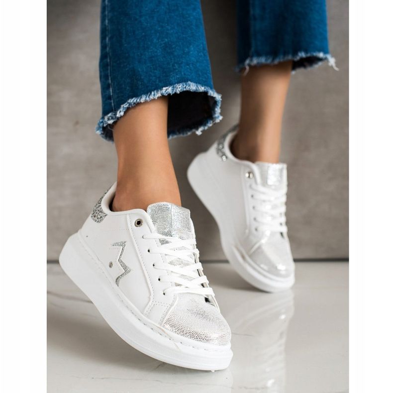 SHELOVET Sneakers alla moda sulla piattaforma bianca 2