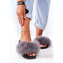 PS1 Pantofole da donna con pelliccia Grigio scuro Belmondo 2