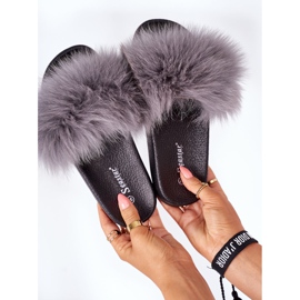 PS1 Pantofole da donna con pelliccia Grigio scuro Belmondo 1