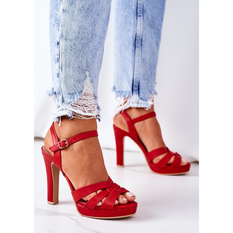 PW1 Eleganti sandali Anastasia rossi su una barra rosso 1