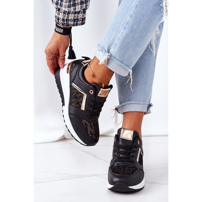 Weekend di scarpe da ginnastica nere con zeppa nero 2