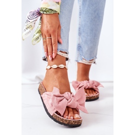 PS1 Pantofole di velluto a coste rosa su sughero Summertime 2