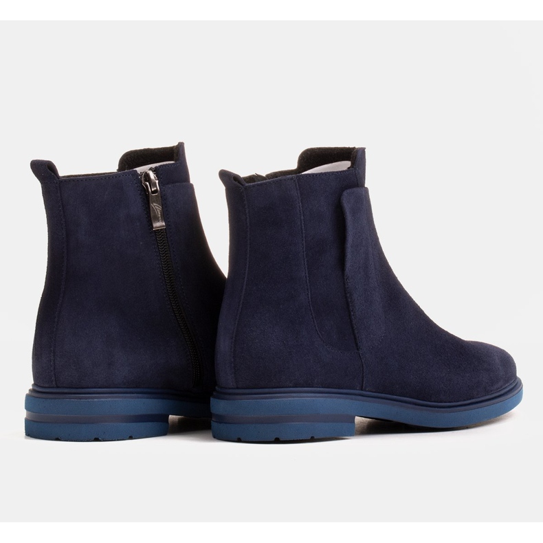 Marco Shoes Stivali leggeri isolati con fondo piatto in pelle naturale blu navy 2