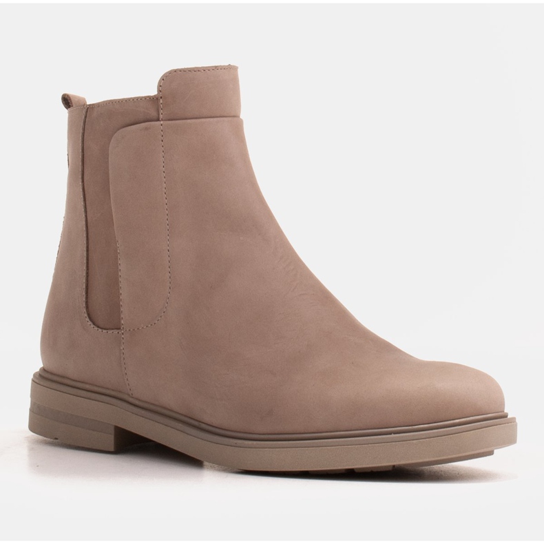 Marco Shoes Stivali leggeri isolati con fondo piatto in pelle naturale beige 1