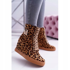 Sneakers da donna Lu Boo Gold Chain Suede Leopard Monica beige marrone 2