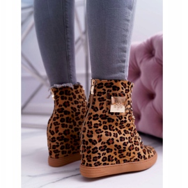 Sneakers da donna Lu Boo Gold Chain Suede Leopard Monica beige marrone 4