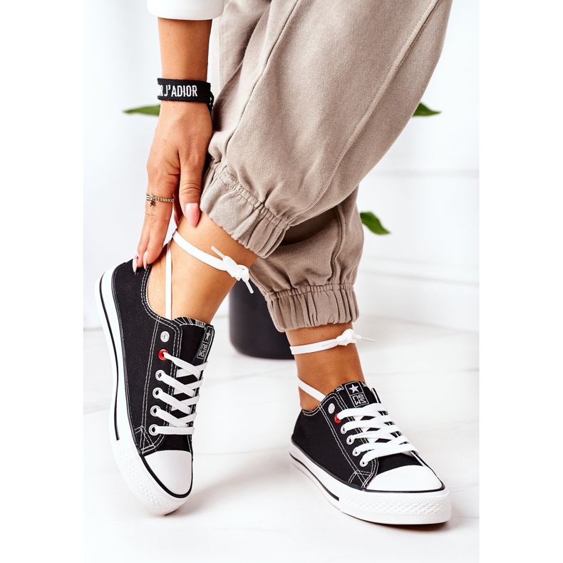 NEWS Sneakers Classiche Da Donna Nere Con Suola In Ecoma Bianca nero 1