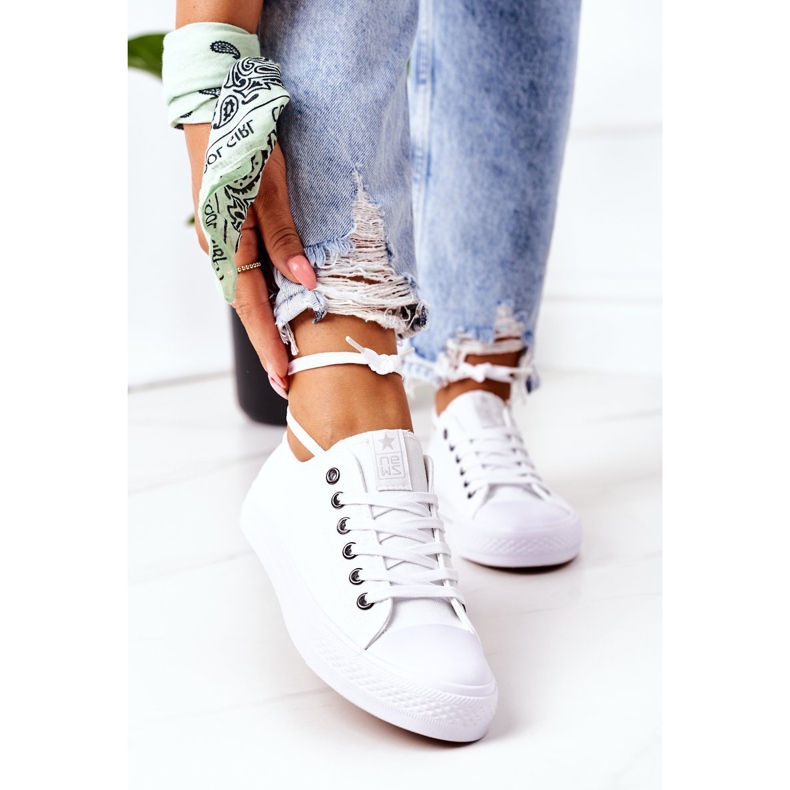 NEWS Sneakers Classiche Da Donna Ecoma Bianche Con Occhielli Argento bianco 2