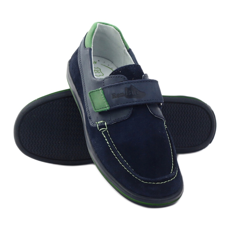 Scarpe da bambino in pelle con velcro RenBut 4249, blu navy 3