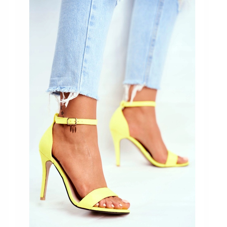 PS1 Sandali Da Donna Con Tacco Alto Ecopelle Scamosciata Giallo Liberty 3