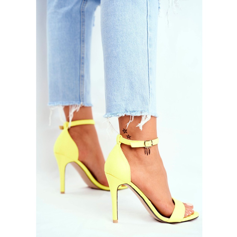 PS1 Sandali Da Donna Con Tacco Alto Ecopelle Scamosciata Giallo Liberty 4