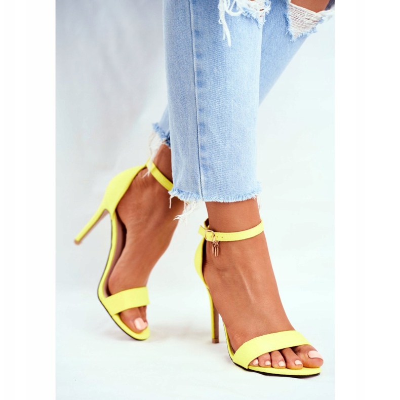 PS1 Sandali Da Donna Con Tacco Alto Ecopelle Scamosciata Giallo Liberty 5