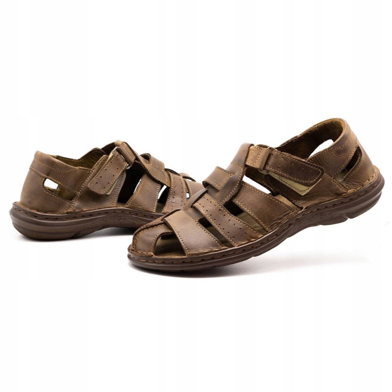 Sandali in pelle Polbut 211/2 marrone 4